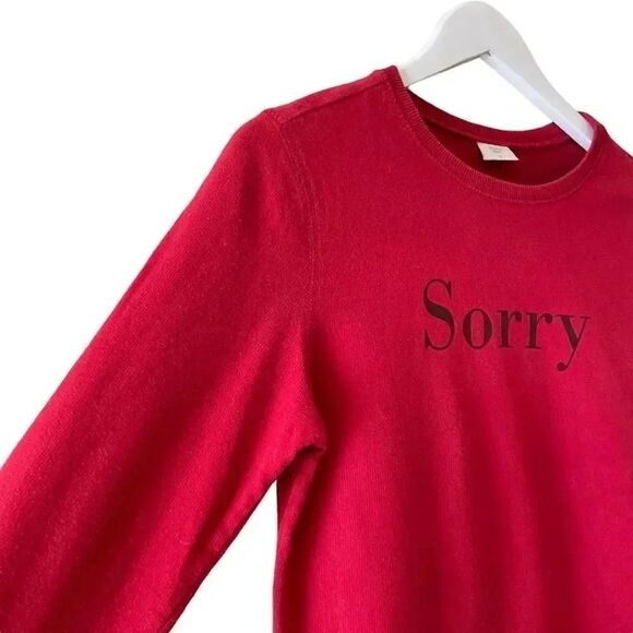KOAJ Red Long Sleeves Crewneck “Sorry” Cotton Sweatshirt Sz S - Picture 4 of 9